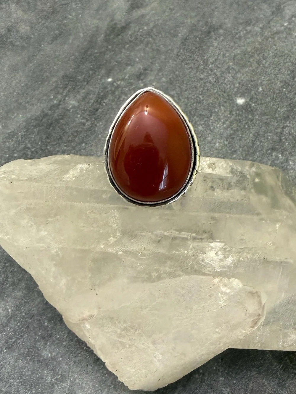 Genuine Carnelian Gemstone Cocktail Ring